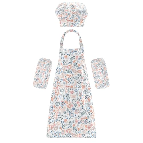 Kinder-Küchen-Set, 3-teiliges Set, Blumenmuster, Mehrzweck-Schürzen (11) mit Taschen zum Backen, Kochen und Malen, 3-12 Jahre von KLL