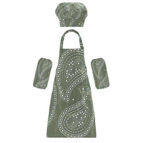 Kinder Schürzen Set Paisley Muster Verstellbar (16) Kinderschürze mit Taschen zum Kochen, Backen, Malen, Basteln, Kunst 3-12 Jahre von KLL