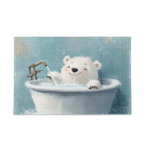Niedlicher Eisbär Retro Badewanne Puzzle Holz Puzzle für Erwachsene 1000 Teile Niedlicher Eisbär Retro Badewanne Puzzle Holz Puzzle für Erwachsene 1000 Teile von KLL