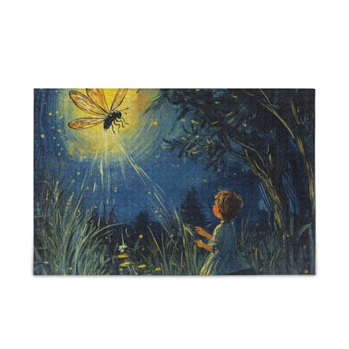 Night Child Firefly Deep Blue Sky Jigsaw Puzzle Wooden Jigsaw Puzzles Cool Brain Games for Aged 1000 Pieces von KLL