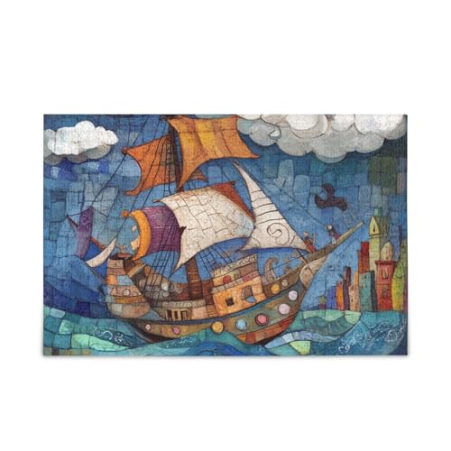 Piratenschiff Segeln Puzzles Holzpuzzles Coole Gehirnspiele für Erwachsene 1000 Teile von KLL