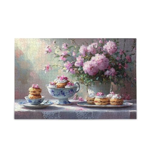 Romantisches Pfingstrosen-Dessert-Eleganz-Puzzle, Holz-Puzzle, lustige Gehirnspiele für 1000 Teile Romantisches Pfingstrosen-Dessert-Eleganz-Puzzle, Holz-Puzzle, lustige Gehirnspiele für 1000 Teile von KLL