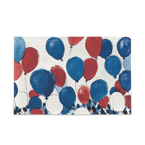 Rote weiße blaue Luftballons Crowd Puzzle Holzpuzzles Coole Gehirnspiele für Alter 1000 Teile von KLL