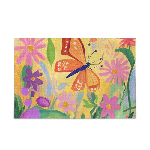 Schmetterling flatternde Blumen Puzzle Holzpuzzles Lustige Gehirnspiele für Erwachsene 500 Teile von KLL