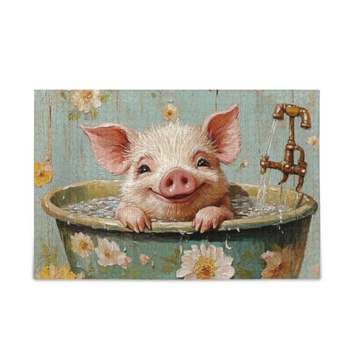 Sweet Pet Pig Retro Bathtu Jigsaw Puzzle Holzpuzzles Coole Gehirnspiele für Erwachsene 1000 Teile Sweet Pet Pig Retro Bathtu Jigsaw Puzzle Holzpuzzles Coole Gehirnspiele für Erwachsene 1000 Teile von KLL