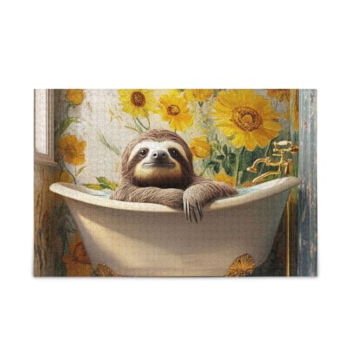 Sweet Sloth Retro Badewanne Puzzle Holz Puzzle Hard Brain Games für Alter 1000 Teile Sweet Sloth Retro Badewanne Puzzle Holz Puzzle Hard Brain Games für Alter 1000 Teile von KLL