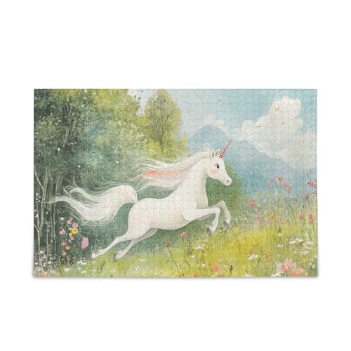 Unicorns Meadow Puzzle Holzpuzzles Lustige Gehirnspiele für Erwachsene 500 Teile von KLL