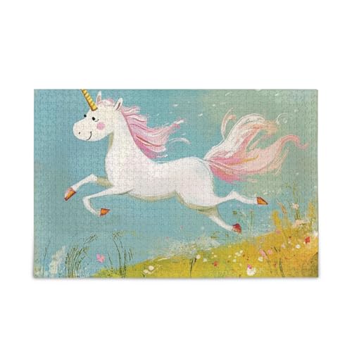 Unicorns Meadow Turquoise Puzzles Wooden Puzzles Difficult Brain Games for Adults 1000pcs von KLL