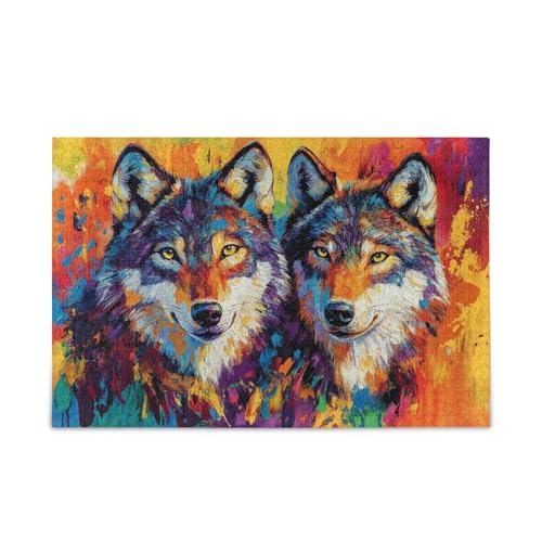 Vibrant Companions Farbspritzer Wolf, Puzzle, Holzpuzzle, schwierige Geschenke für ältere Menschen, 1000 Teile Vibrant Companions Farbspritzer Wolf, Puzzle, Holzpuzzle, schwierige Geschenke für ältere Menschen, 1000 Teile von KLL