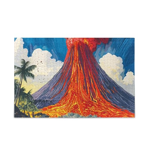 Vulkan Erupting Jigsaw Puzzles Wooden Jigsaw Puzzles Difficult Gifts for Adults 1000 Piece von KLL