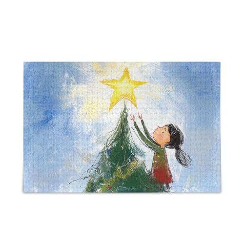 Weihnachtsbaum Stern Mädchen Puzzle Holzpuzzles Lustige Geschenke für Alter 1000 Teile von KLL