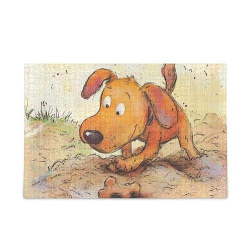 Yellow Dog Bones Sand Jigsaw Wooden Jigsaw Puzzles Cool Brain Games for Aged 1000 Pieces von KLL