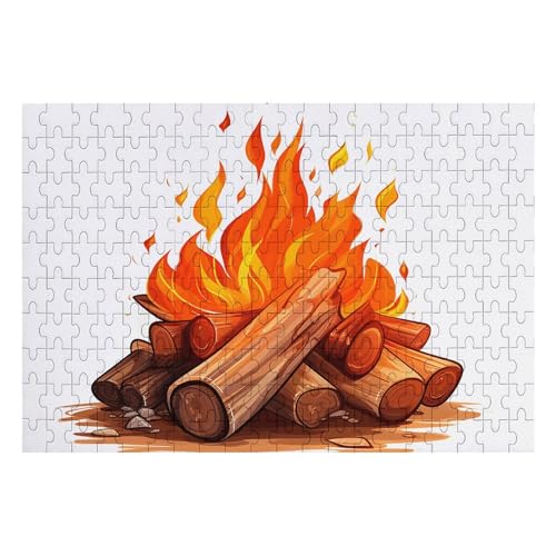 200 Teile Puzzle für Erwachsene Holz Herausforderung Puzzle Cartoon Lagerfeuer Benutzerdefiniertes Bild Puzzle für Erwachsene Familienspielabende Schwieriges Holzpuzzle von KLOPH