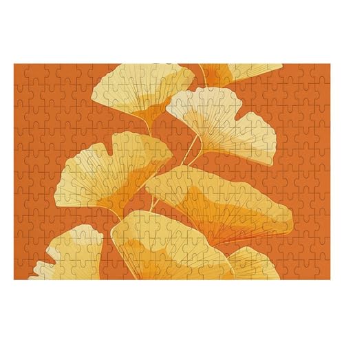 200 Teile Puzzle für Erwachsene Holz Herausforderung Puzzle Ginkgo Blatt Kunst Benutzerdefinierte personalisierte Bilderpuzzle für Erwachsene Familienspielabende Schwieriges Holzpuzzle von KLOPH