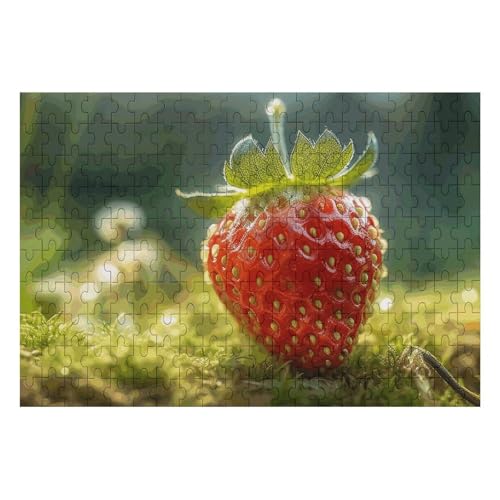 200 Teile Puzzle für Erwachsene Holzpuzzle Erdbeeren auf dem Boden Benutzerdefinierte personalisierte Bilderpuzzle für Erwachsene Familienspielabende Schwieriges Holzpuzzle von KLOPH