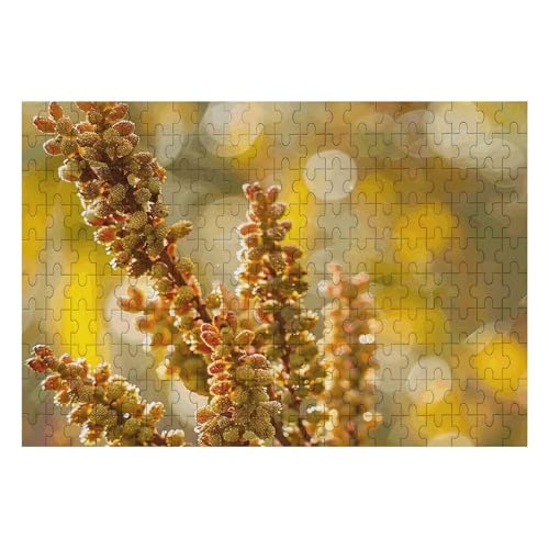 200 Teile Puzzle für Erwachsene Holzpuzzle Herausfordernde Puzzle Grüne Knospen und Blätter Benutzerdefiniertes Personalisiertes Bilderpuzzle für Erwachsene Familienspielabende Schwieriges Holzpuzzle von KLOPH