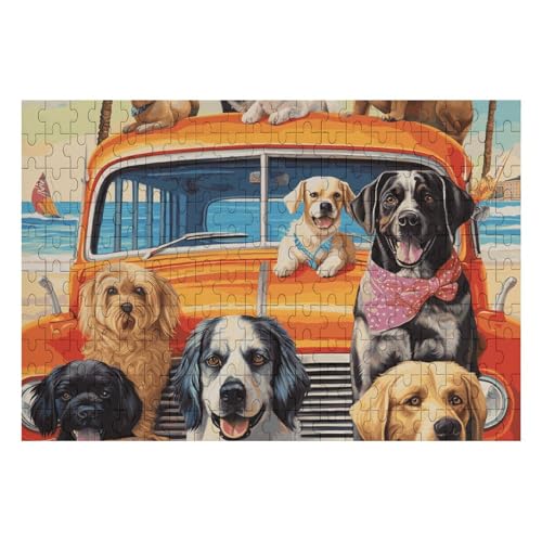 200 Teile Puzzle für Erwachsene Holzpuzzle Herausfordernde Puzzle Hund Tage des Sommers Benutzerdefinierte personalisierte Bilderpuzzle für Erwachsene Familienspielabende Schwieriges Holzpuzzle von KLOPH