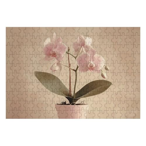 200 Teile Puzzle für Erwachsene Holzpuzzle Herausforderung Puzzle Orchideen im Glas Benutzerdefinierte personalisierte Bilderpuzzle für Erwachsene Familienspielabende Schwieriges Holzpuzzle von KLOPH