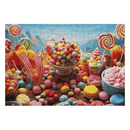 200 Teile Puzzle für Erwachsene Holzpuzzle Herausforderung Puzzle Süßigkeiten Poster Benutzerdefiniertes Bild Puzzle für Erwachsene Familienspielabende Schwieriges Holzpuzzle von KLOPH