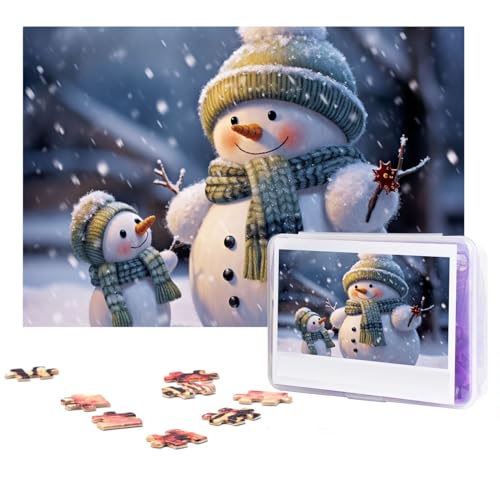 300-teiliges Puzzle für Erwachsene, Holzpuzzle, Winter-Schneemann, Fotopuzzle, individuelles personalisiertes Bilderpuzzle für Erwachsene und Kinder, Familienspielabende, 546 x 25,9 cm Puzzle von KLOPH