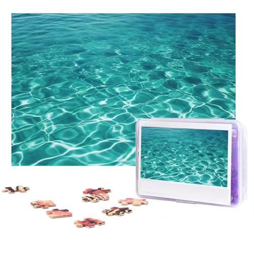 300-teiliges Puzzle für Erwachsene, herausforderndes Holzpuzzle, Blau, Aqua, Pool, Wasser, Fotopuzzle, individuelles Bilderpuzzle für Erwachsene und Kinder, Familienspielabende, 546 x 25,9 cm Puzzle von KLOPH