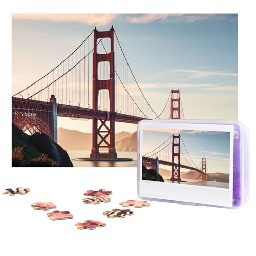 300-teiliges Puzzle für Erwachsene, herausforderndes Holzpuzzle, Golden Gate Bridge, Fotopuzzle, individuelles Bilderpuzzle für Erwachsene und Kinder, Familienspielabende, 546 x 25,9 cm Puzzle von KLOPH