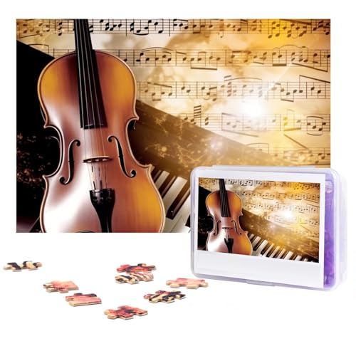 300-teiliges Puzzle für Erwachsene, herausforderndes Holzpuzzle, Klavier, Violine, Musiknoten, Fotopuzzle, individuelles Bilderpuzzle für Erwachsene und Kinder, Familienspielabende, 546 x 25,9 cm von KLOPH