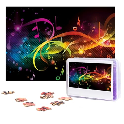 300-teiliges Puzzle für Erwachsene, herausforderndes Holzpuzzle, bunte Musiknoten, Fotopuzzle, individuelles Bild, Puzzle für Erwachsene und Kinder, Familienspielabende, 546,1 x 25,9 cm Puzzle von KLOPH