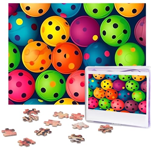 500-teiliges Puzzle für Erwachsene, herausforderndes Holz-Puzzle, Pickleball-Bälle, Farbmuster, Fotopuzzle, individuelles Bild, Puzzle für Erwachsene und Kinder, Familienspielabende, 51,8 x 38,1 cm von KLOPH