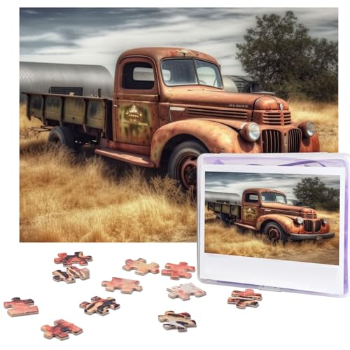 500-teiliges Puzzle für Erwachsene, herausforderndes Holz-Puzzle, alter LKW, Auto, Fotopuzzle, individuelles Bild, Puzzle für Erwachsene und Kinder, Familienspielabende, 51,8 x 38,1 cm Puzzle von KLOPH