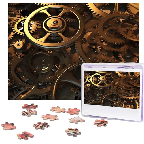 500-teiliges Puzzle für Erwachsene, herausforderndes Holz-Puzzle, cooles Steampunk-Getriebe-Fotopuzzle, individuelles Bilderpuzzle für Erwachsene und Kinder, Familienspielabende, 51,8 x 38,1 cm Puzzle von KLOPH