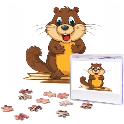 500-teiliges Puzzle für Erwachsene, herausforderndes Holzpuzzle, Cartoon, animiertes Biber-Fotopuzzle, individuelles Bilderpuzzle für Erwachsene und Kinder, Familienspielabende, 51,8 x 38,1 cm Puzzle von KLOPH