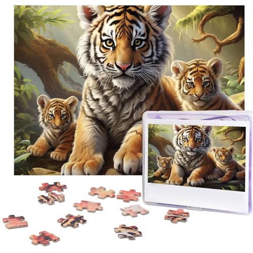 500-teiliges Puzzle für Erwachsene, herausforderndes Holzpuzzle, Dschungel-Tigerjunges, Fotopuzzle, individuelles Bilderpuzzle für Erwachsene und Kinder, Familienspielabende, 51,8 x 38,1 cm Puzzle von KLOPH