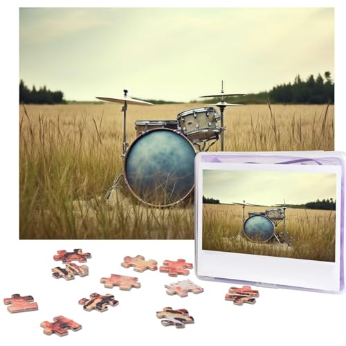 500-teiliges Puzzle für Erwachsene, herausforderndes Holzpuzzle, Musiktrommel im Feld, Fotopuzzle, individuelles personalisiertes Bilderpuzzle für Erwachsene und Kinder, Familienspielabende, 51,8 x von KLOPH