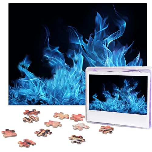 500-teiliges Puzzle für Erwachsene, herausforderndes Holzpuzzle, blaue Flamme, Fotopuzzle, individuelles Bild, Puzzle für Erwachsene und Kinder, Familienspielabende, 51,8 x 38,1 cm Puzzle von KLOPH