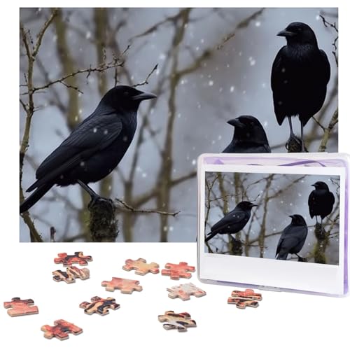 500-teiliges Puzzle für Erwachsene, herausforderndes Holzpuzzle, schwarze Krähenvögel, Fotopuzzle, individuelles Bilderpuzzle für Erwachsene und Kinder, Familienspielabende, 51,8 x 38,1 cm Puzzle von KLOPH