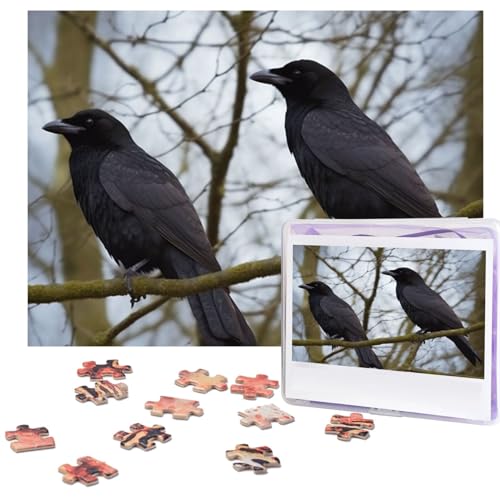 500-teiliges Puzzle für Erwachsene, herausforderndes Holzpuzzle, schwarze Krähenvögel, Fotopuzzle, individuelles Bilderpuzzle für Erwachsene und Kinder, Familienspielabende, 51,8 x 38,1 cm Puzzle von KLOPH