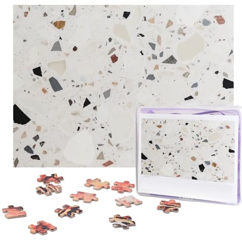 500-teiliges Puzzle für Erwachsene, herausforderndes Holzpuzzle, weißes Terrazzo, Fotopuzzle, individuelles Bilderpuzzle für Erwachsene und Kinder, Familienspielabende, 51,8 x 38,1 cm Puzzle von KLOPH