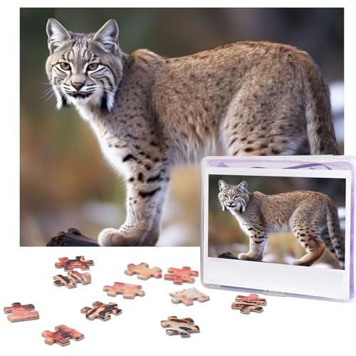 500-teiliges Puzzle für Erwachsene, herausforderndes Holzpuzzle, wilder Bobcat-Fotopuzzle, individuelles Bilderpuzzle für Erwachsene und Kinder, Familienspielabende, 51,8 x 38,1 cm Puzzle von KLOPH