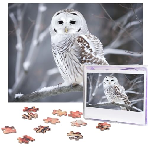 500-teiliges Puzzle für Erwachsene, herausforderndes Holzpuzzle, winterliche weiße Eule, Fotopuzzle, individuelles Bild, Puzzle für Erwachsene und Kinder, Familienspielabende, 51,8 x 38,1 cm Puzzle von KLOPH