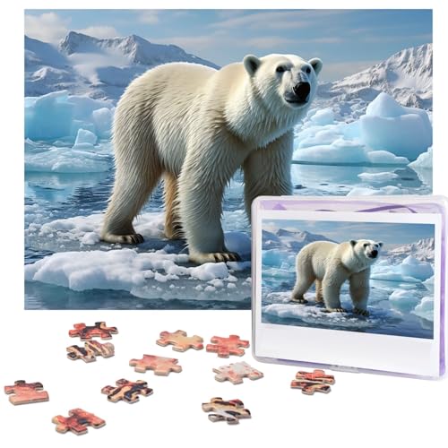 500-teiliges Puzzle für Erwachsene, herausforderndes Holzpuzzle Eisbär, Eis, Fotopuzzle, individuelles Bild, Puzzle für Erwachsene und Kinder, Familienspielabende, 51,8 x 38,1 cm Puzzle von KLOPH