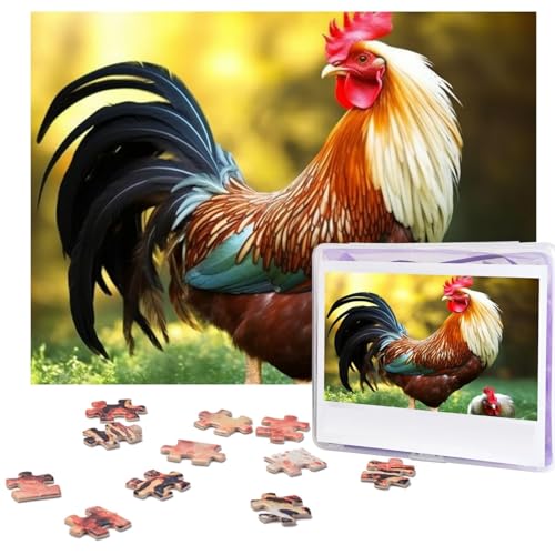 500-teiliges Puzzle für Erwachsene, herausforderndes Holzpuzzle mit schönem Hahn, Junggesellinnenabschied, individuelles Bilderpuzzle für Erwachsene und Kinder, Familienspielabende, 51,8 x 38,1 cm von KLOPH