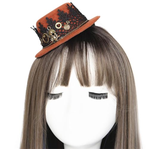 KLOVA Billycock Punk Zylinder Elegant Flat Hat Billycock Cosplay Halloween Für Unisex Vintage Bowlers Hut Viktorianischen Industriezeitalter Cosplay Kostüm Zubehör von KLOVA