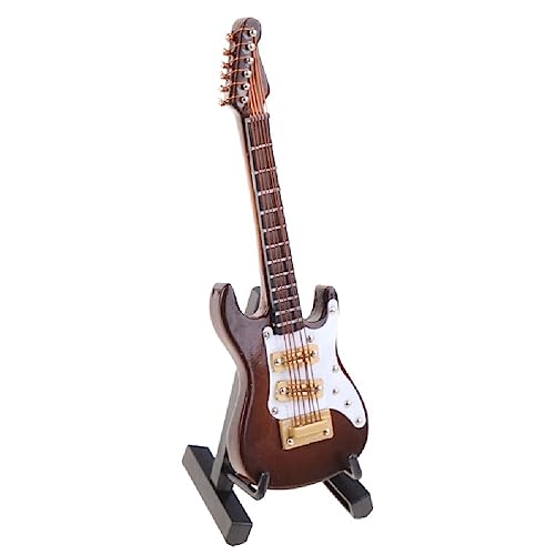 KLOVA Miniatur Gitarre Mini Musikinstrumente Nachbildung Eines E Bass Modells Für Actionfiguren Puppen Dekoration Holzdisplay Musikinstrumentenmodell von KLOVA