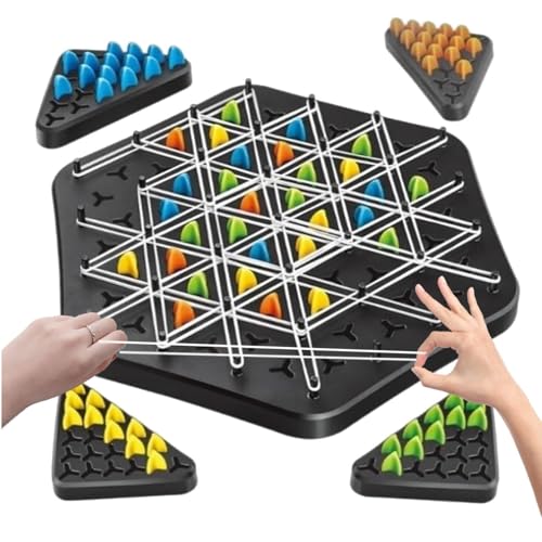 Triggle Spiel mit Gummibänder Kettendreieck Intellektuelles Schachbrett,Schachspiel Chain Triangle Chess Game,Brain Games Triggle für Kinder ab 3 Jahren und Erwachsene für 2-4 Personen von KLVGTIFS