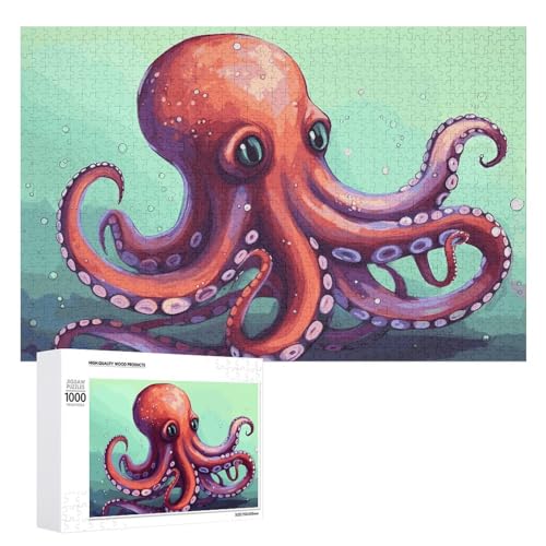 1000 PCS Jigsaw Puzzles Cute Octopus Wooden Puzzle Personalized Picture Puzzle Family Decoration Puzzles for Adults Challenging Puzzle Family Wedding Graduation Present von KLWQR