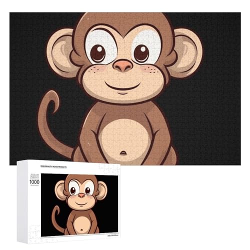 1000 PCS Puzzle Cartoon Brown Monkey Wooden Puzzle Personalized Picture Puzzle Family Decoration Puzzles for Adults Challenging Puzzle Family Wedding Graduation Present von KLWQR