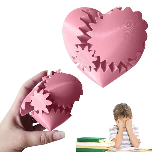 Gear Ball, Herzform 3D gedruckt Gear Ball Spin Ball, Gear Ball Fidget, 3D gedruckt Spielzeug, Angst Relief, Spielzeug für Hand-Gehirn-Koordination, Partyspiel Requisiten(Pink) von KMEYLE