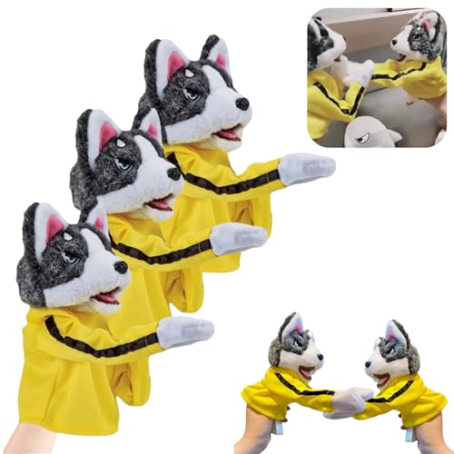 Kung Fu Tier Spielzeug Husky Handschuhe Puppe Kinderspiel Plüschtiere, Spaß Boxen Spiel Handpuppe Hund, Spielzeug Hund, der Combos Machen kann, Kindertag Geschenk(Size:3PCS) von KMEYLE