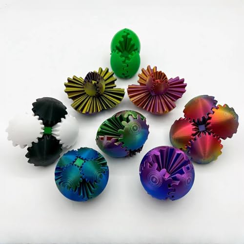 Zahnradball-Set, 8 PCS 3D Gedruckter Zahnradball Spin Ball oder Würfel Fidget Toy, Zahnradkugel, Zahnradball Fidget Toy, Stressball, Spielzeug zum Zeitvertreib, Fidget Ball(S) von KMEYLE